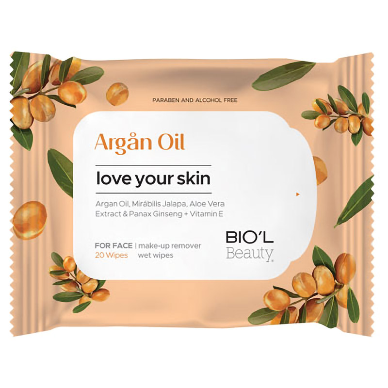 biol-argan-oil-makeup-remover دستمال مرطوب بیول آرایشی روغن آرگان مخصوص پوست خشک و حساس
