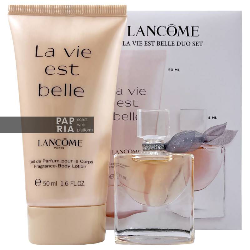 lancome-la-vie-est-belle-miniature-and-body-lotion پک مینیاتوری و بادی لوشن لانکوم لاویه بل