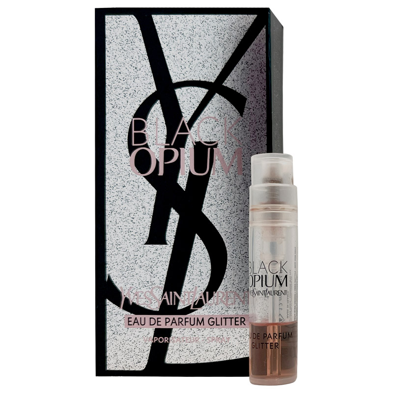 yves-saint-laurent-black-opium-glitter-sample سمپل ایو سن لورن بلک اوپیوم ادوپرفیوم گلیتر 1.2 میلی لیتر